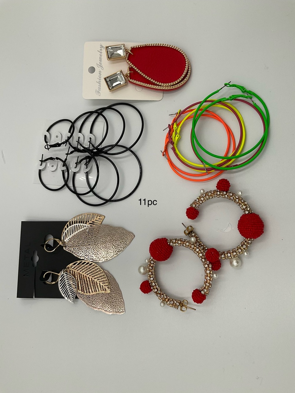 Red Beaded Hoop Earrings – Women Jewelry